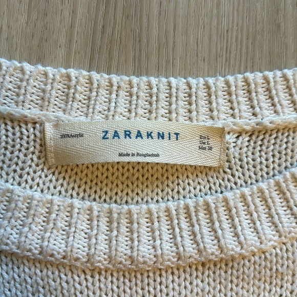 Zara Knit cream knit sweater size large - Picture 2 of 2